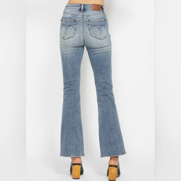 Judy Blue Tummy Control High-Rise Slim Bootcut Regular Inseam Jeans Denim Pants - Picture 15 of 16